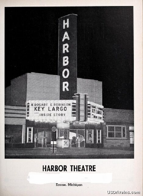 Harbor Theatre marquee showing Key Largo on opening night