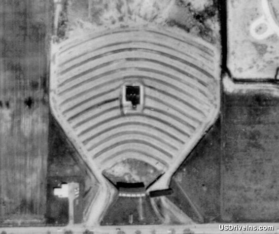 Holiday Drive-In vintage aerial photo showing full lot
